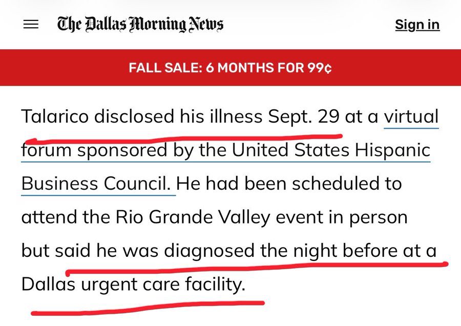 CarolineWren's tweet photo. Talarico was in NYC on Sept 28 &amp; 29 which is strange because he told the Dallas Morning News that he got the flu on Sept 29 and went to an Urgent Care in Dallas (despite being in NY) and then appeared virtually in a suit and tie on Sept 30 due to the “flu”

Source @data_atx https://t.co/yYanPdfGBT