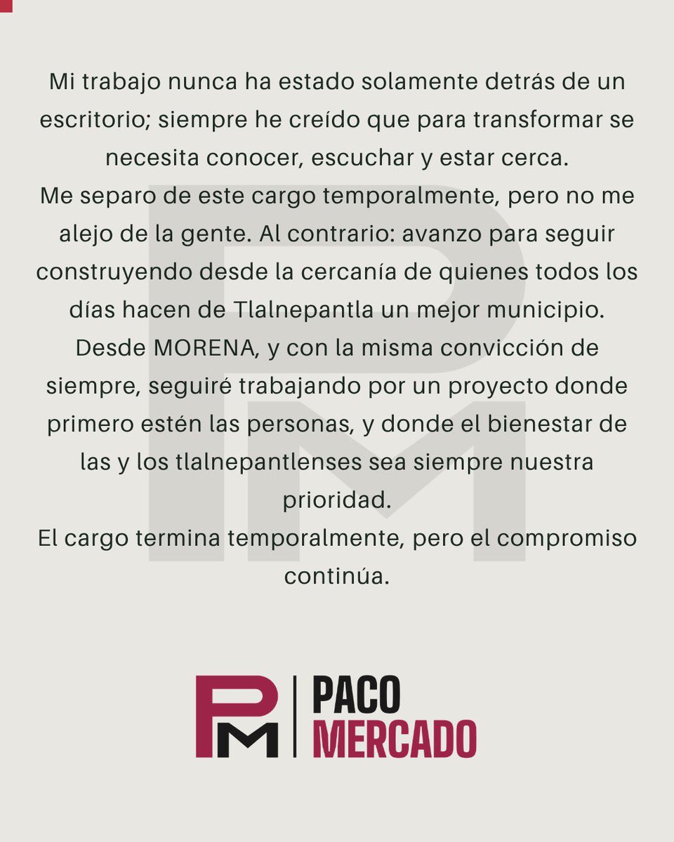 PacoMercado_'s tweet photo. Comunicado.

#Tlalnepantla #Morena #Distrito19 #Transformación #TlalnepantlaDeBaz #Cercanía #Territorio #Bienestar https://t.co/CZLdke7lLs