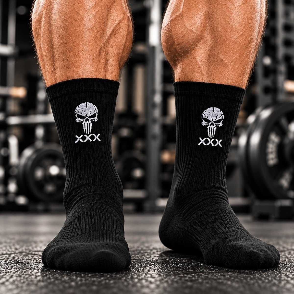 MUSCLEXXXUSA's tweet photo. Slip into Skull Gym Socks — cushioned cotton, made in USA. The sole’s a secret cloud, the stitched skull says it all. Walk in, own the vibe. #ad #GymSocks #Fitness Tap the link in bio. https://t.co/zPMBq2XBXa