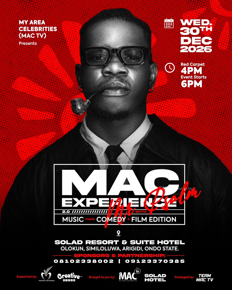 myareacelebrity's tweet photo. 🚨 MAC EXPERIENCE 2.0 IS COMING!

Music. Comedy. Film. Entertainment.

The FULL LINEUP is coming soon. 👀

Who do you think will be on it?

Follow @myareacelebrity  @MrPsalmOT and stay locked in. 🔥

#MacExperience2 #MacTV #Mrpsalm https://t.co/bjDXTaARJz