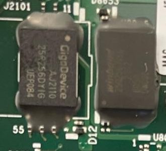 lowercase_drm's tweet photo. It’s the first time I see some resin (epoxy?) on flash pins that prevents SPI sniffing (and thus VMK dumping too) 😮. Can it be removed easily? Model: Lenovo X1 Gen 9 @en4rab @NoobieDog @ghidraninja @pascal_gujer https://t.co/On8WmJ9s89