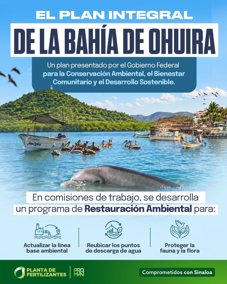 PlantaDeFertili's tweet photo. Un programa de restauración ambiental 🌱 para cuidar la Bahía de Ohuira 🐬.
Conoce en qué consiste.
#Topolobampo #Sinaloa #ComprometidosConSinaloa https://t.co/eABoRwKqmn