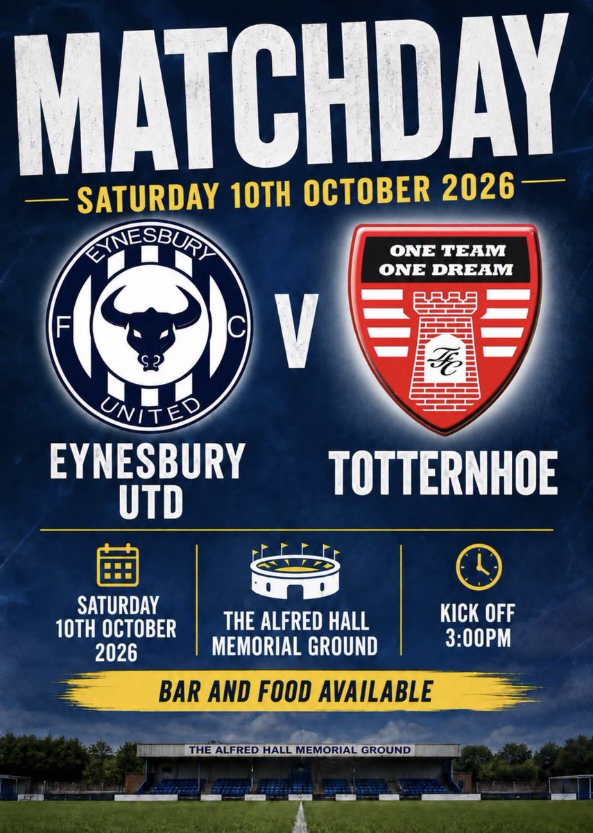 eynesburyutd's tweet photo. This coming Saturday at Hall Road … kick off 3:00pm https://t.co/QQmrB2wHqu