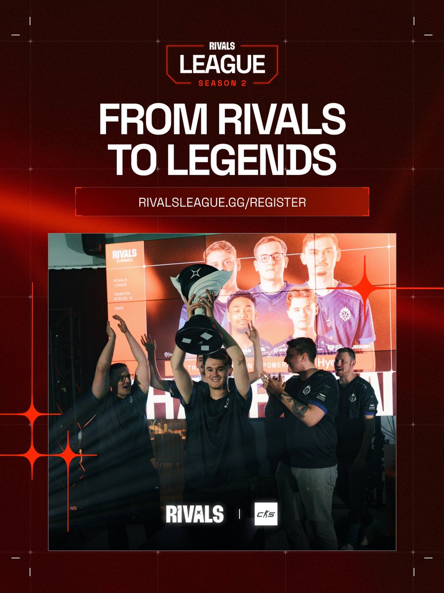 RIVALSLEAGUECS's tweet photo. Sökes: Vi söker de bästa CS2-lagen i Sverige!
Belöning: 15 000 SEK och VRS poäng*

Registrera er till #RIVALSCS2 Legends Track från och med idag!
https://t.co/7S2u8XMo3G

*VI inväntar Valve and HLTVs godkänande gällande VRS-status https://t.co/rH5g7sVzB6