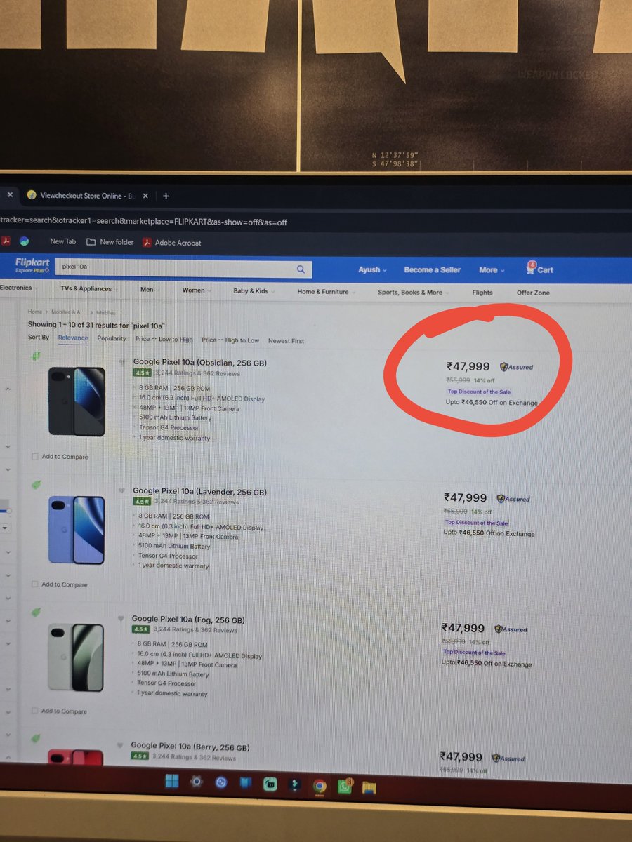 RoyalTechPro's tweet photo. Ky hai ye @Flipkart , Main page par price #pixel10a ka ₹48k hai aur buy now karne par ₹56k, kuch ho raha h😂
Aur ek toh 56k me bhi order nhi ho raha... Humesha ka hai ye flipkart ka.
Aapne kuch demanding kharida? https://t.co/AkC7XX2ATW