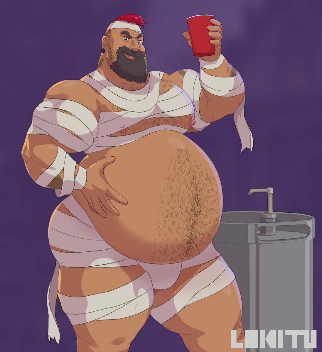 Lokitu2's tweet photo. It’s the spooky season, time for beer and just enough bandages to constitute a Mummy costume, cheers! https://t.co/bAuXt5gYu4