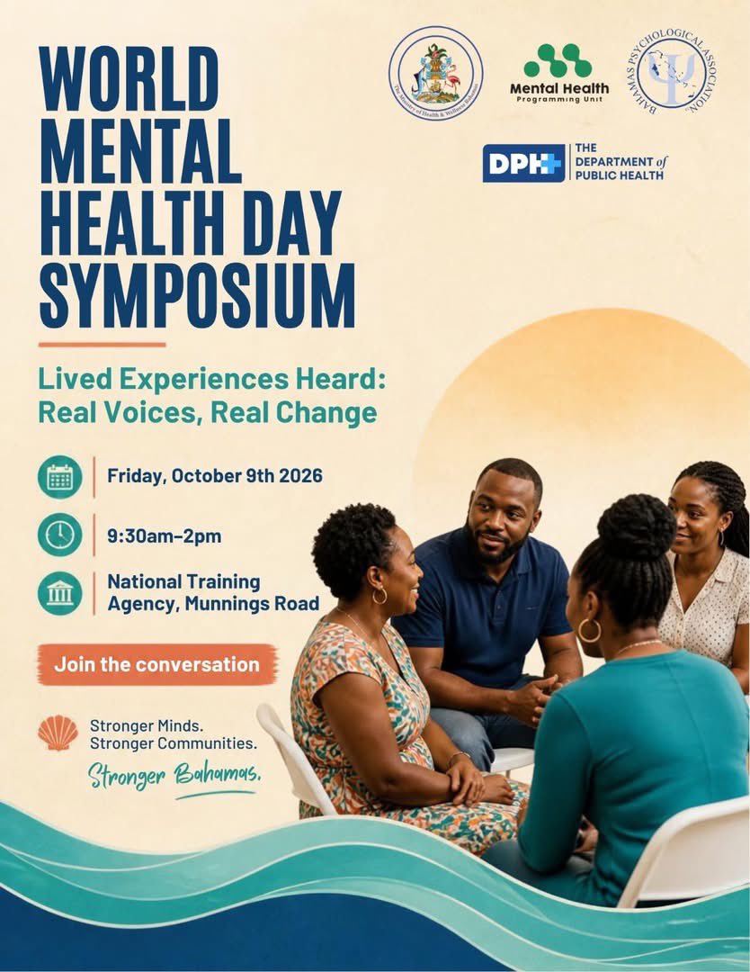 MorningBlend969's tweet photo. October 10 is #WorldMentalHealthDay with the theme “Lived Experiences Heard: Real Voices, Real Change”. On #MorningBlend, Christina Johnson & Kennita Saunders, Mental Health Programming Unit https://t.co/VMssEaOYPb, partnering with @BahamasPsych, outline this week’s events. https://t.co/KYh2ezpBT8