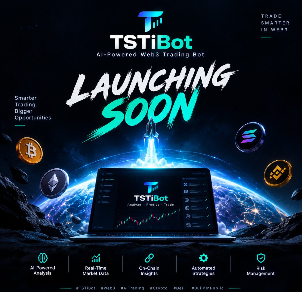 Snosky0125's tweet photo. TSTiBot brings AI-powered market analysis, real-time data, on-chain insights, automated strategies, and risk management into one Web3 trading ecosystem.

@RobinhoodApp @CyreneAI https://t.co/mX5L2z7d15
