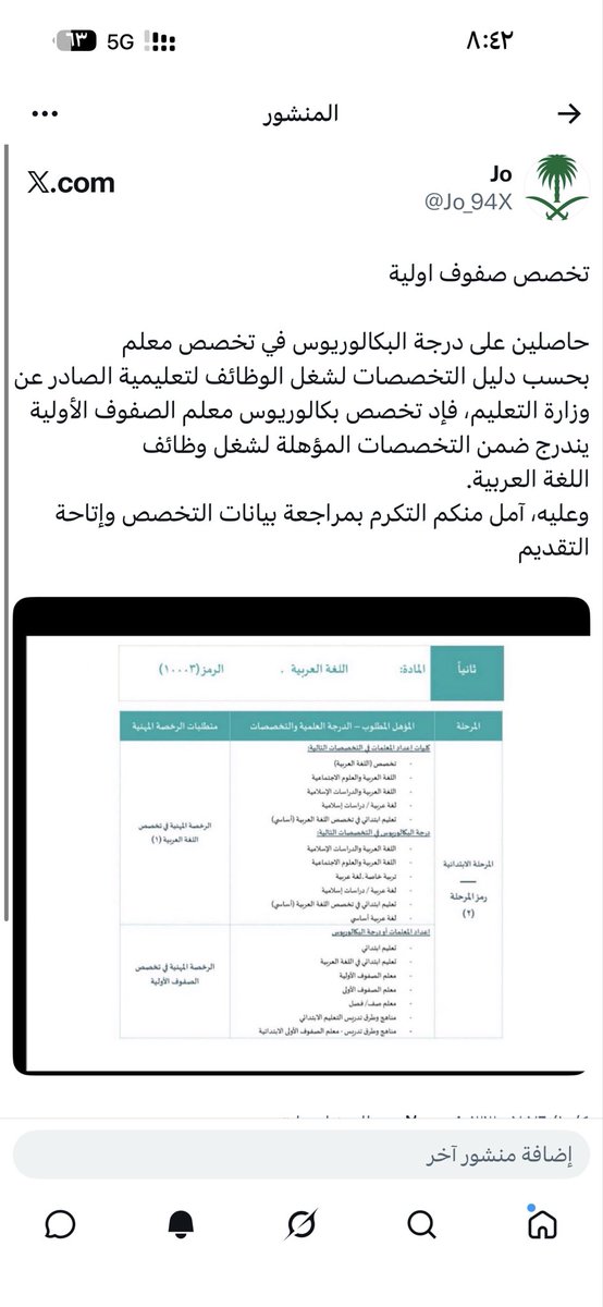 Jo_94X's tweet photo. @i_fr9h_ تخصص صفوف اوليه ضمن لاحة التوظيف مدرج مع العربي وتم تتعينهم مع العربي بس مافتحو لنا تواصلنا معهم دون جدوى مافي حل ابداا ويغلقون الشكوى بدون رد نطالب بحقنا خصوصا مستوفين الشروط #الماجستير_ المهني   # تخصص صفوف_اولية # قياس# وزراة_ التعليم #سديد https://t.co/BeM5TirHTJ