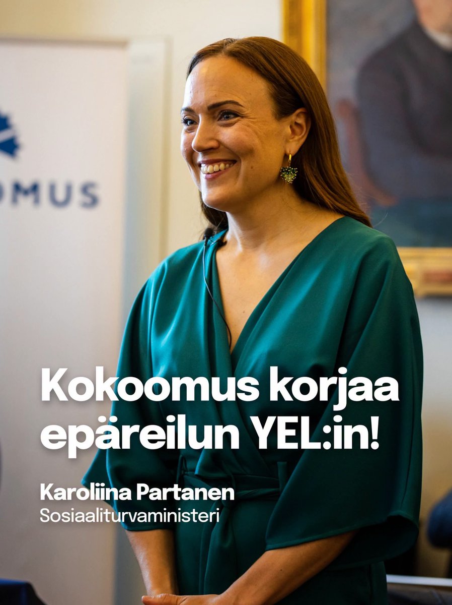kokoomus's tweet photo. Järjetön YEL korjataan nyt! 💪

Kokoomuksen ajama YEL-uudistus etenee eduskunnassa. Vuodesta 2028 yrittäjä voisi valita, perustuuko eläkemaksu työtuloarvioon vai todellisiin ansiotuloihin.

Jopa 40 prosentilla yrittäjistä maksut laskisivat. Yrittäjyyden edellytykset paranevat. https://t.co/2XKzyS0BpI