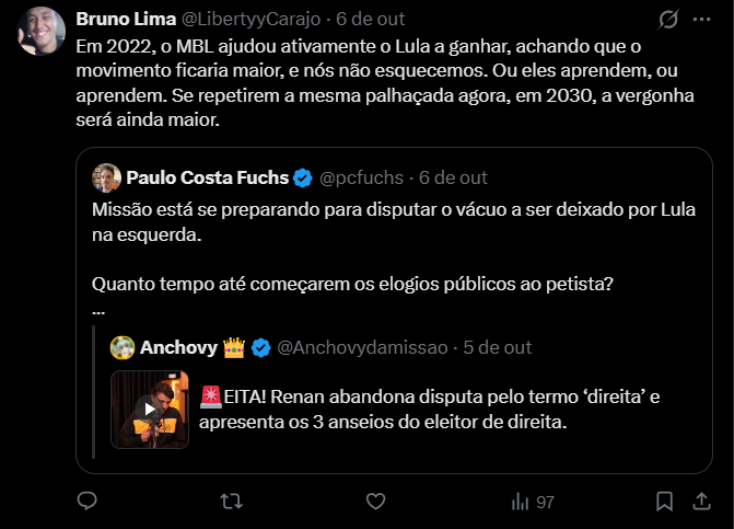 GabrielLimaSnT's tweet photo. @LibertyyCarajo @bralternativo_ para de fingir que vc é do movimento seu desonesto https://t.co/ZNO9sc3KVh