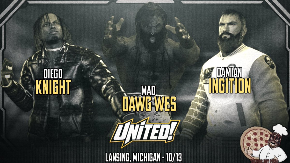 UnitedPro2K's tweet photo. #DiegoKnight, @MADDAWG_2K &amp; @TimebombOf2K all make their UNITED! debut in a three-way match.

Three men. One match. One winner.

Who makes their mark? 👀

#WeAreUNITED #UNITEDLansing #EFed https://t.co/OuHLmN1vBr