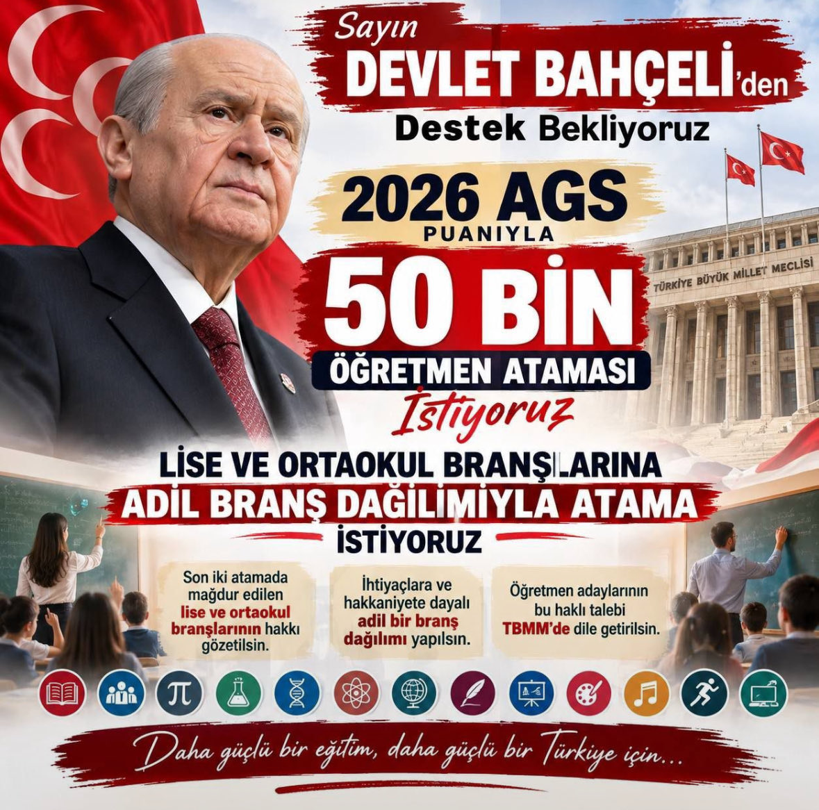 Nihalmuallimee's tweet photo. Derece yapıp daralan kadro sayıları sebebiyle dışarıda kalmak istemiyoruz. 50 bin genel kontenjan ilan edilmeli, mağduriyet yaşayan ortaokul ve lise öğretmenlerimize adil kontenjan sunulmalıdır!
@dbdevletbahceli @saffetsancakli @irfan6487 @sdolgun01
#AdilBranşAgs50BinBahçeliden https://t.co/wCOdB0vpBt