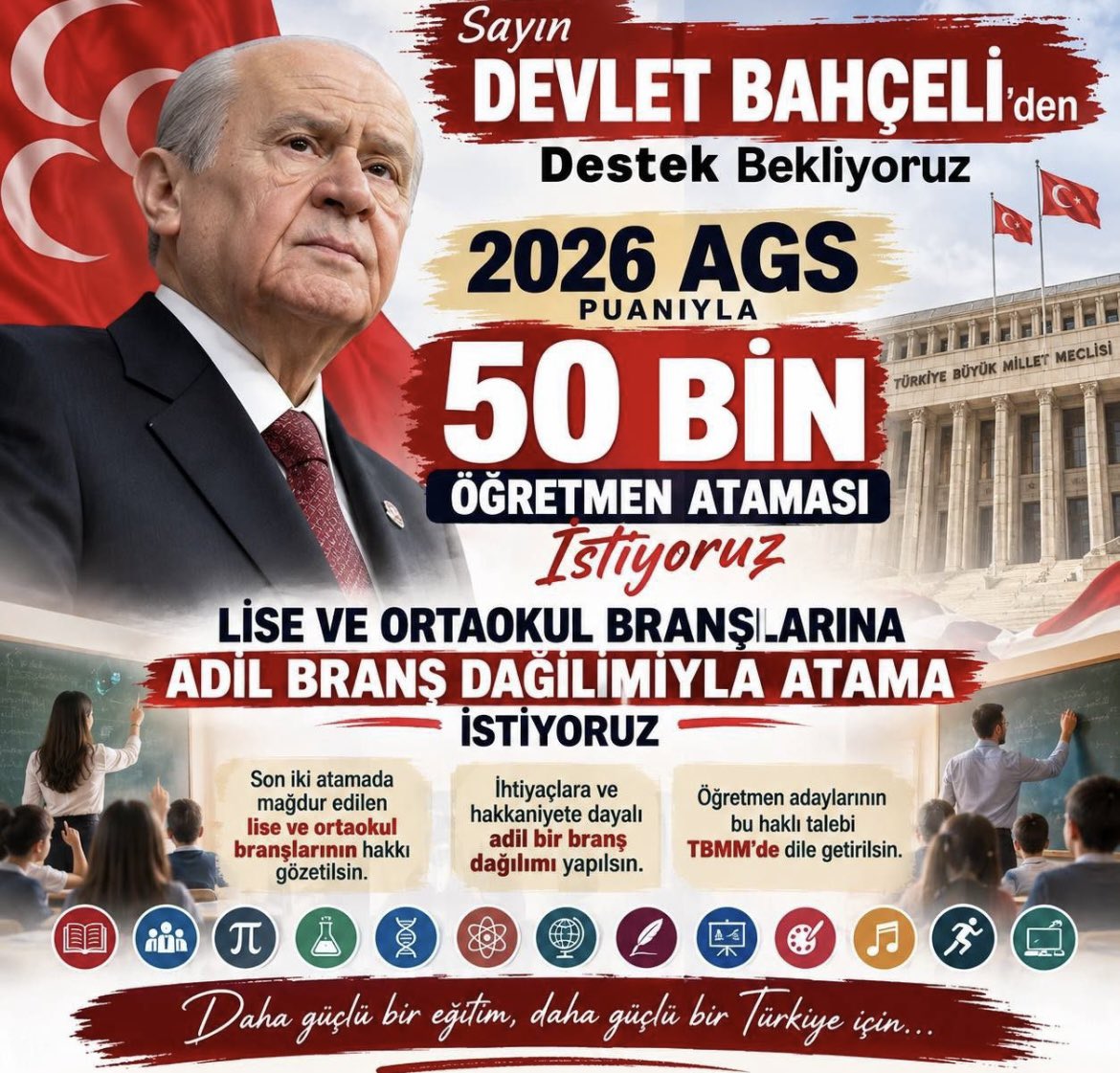 GurbetPacraz09's tweet photo. Öğretmenler beklemesin, sınıflar boş kalmasın. 50 bin atama
@tcbestepe 
#AdilBranşAgs50BinBahçeliden https://t.co/vNB6loUXaR
