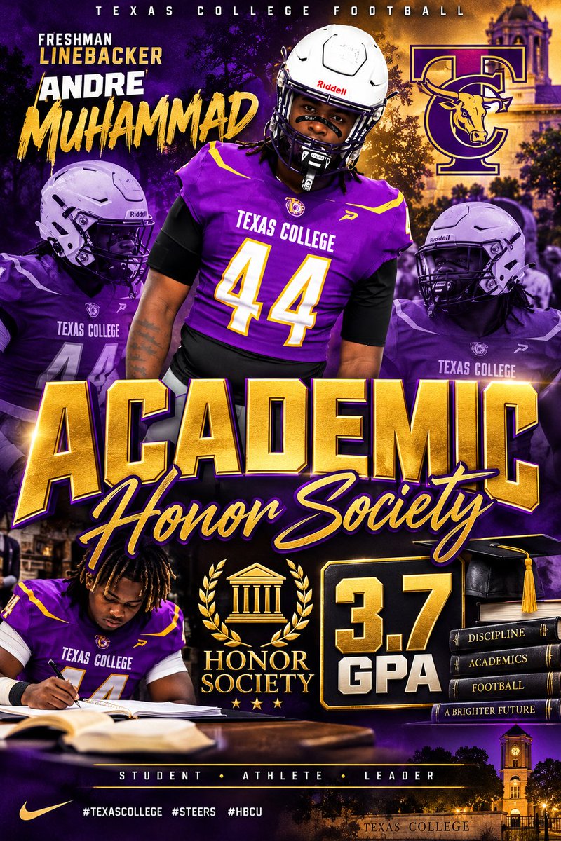 ItsCoachCarter_'s tweet photo. CONGRATULATIONS TO MY FRESHMAN LINEBACKER @A_Muhammad6 ON HIS GREAT ACCOMPLISHMENT OFF THE FIELD ON BEING A GREAT STUDENT ATHLETE ON MAKING THE ACADEMIC HONOR SOCIETY ‼️IM PROUD OF YOU YOUNG MAN LETS KERP GRINDING AND FINISH THIS SEASON STRONG 💪🏾 ‼️#Steers #HBCU #TexasCollege #success