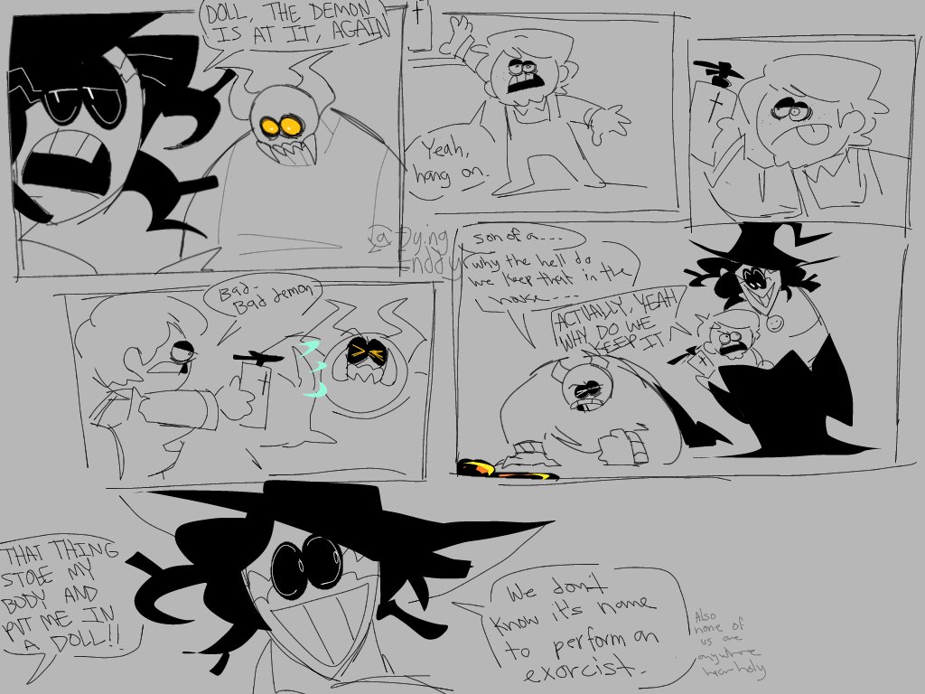 DyingEnddy's tweet photo. #spookymonth more doodles of those guys living under the same roof https://t.co/aycXGdVRNd