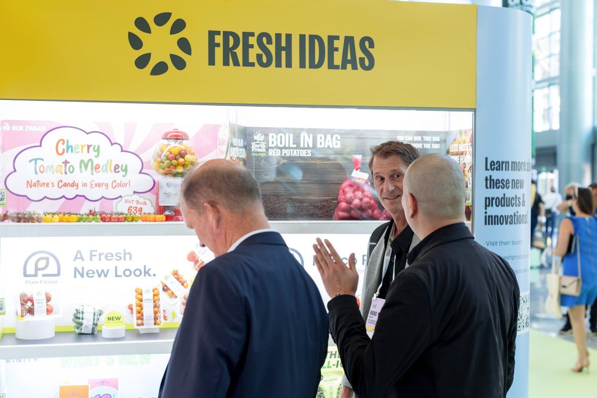 IntFreshProduce's tweet photo. The Fresh Ideas Showcase spotlights new products and innovations across the expo, for buyers, it's the fastest way to scan what's new without walking every aisle first. 

Browse what's coming and build it into your planner: https://t.co/wwjw1S3QAZ https://t.co/Nwsv7uLB3f