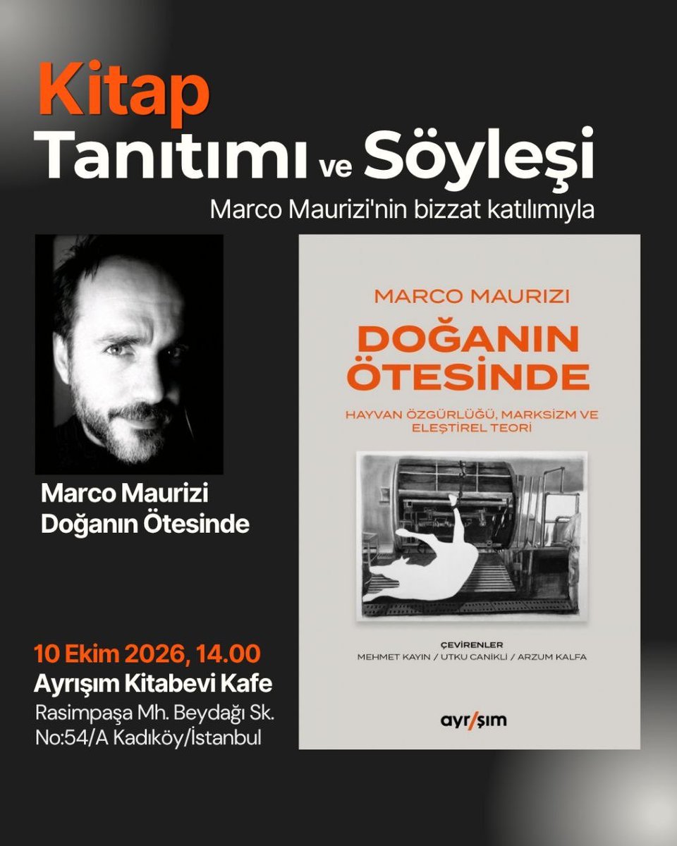 curetvegan's tweet photo. Marco Maurizi'nin katılımıyla Doğanın
Ötesinde kitap tanıtımı ve söyleşi 10 Ekim'de. 
Antikapitalist vegan felsefeci Marco Maurizi'nin 2021 yılında basılan kitabı Beyond Nature'in Türkçe çevirisi yakında Ayrışım Yayınları’ndan çıkıyor.

Etkinlik dili İngilizce ve Türkçe’dir. https://t.co/suMdCh0FS7