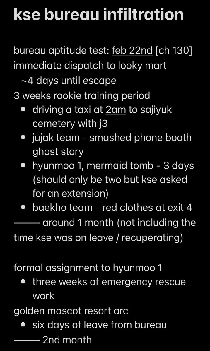 fabled_stars's tweet photo. made a timeline of events during soleum’s infiltration at the bureau (estimate is at least 2 months and 3 weeks) https://t.co/FiLgm758ao