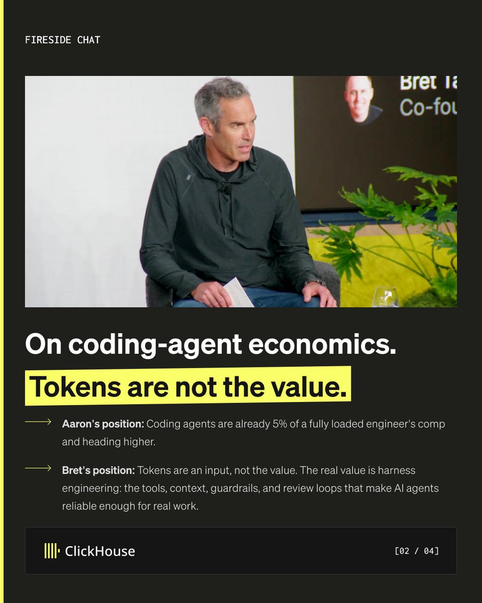 ClickHouseDB's tweet photo. Aaron Katz (@ceo_clickhouse) sat down with Bret Taylor (@btaylor) to talk about durable AI products, product experience, and how agents will reshape the software stack.

Watch the full fireside chat in the comments. ⬇️ https://t.co/SdjqzLr60J