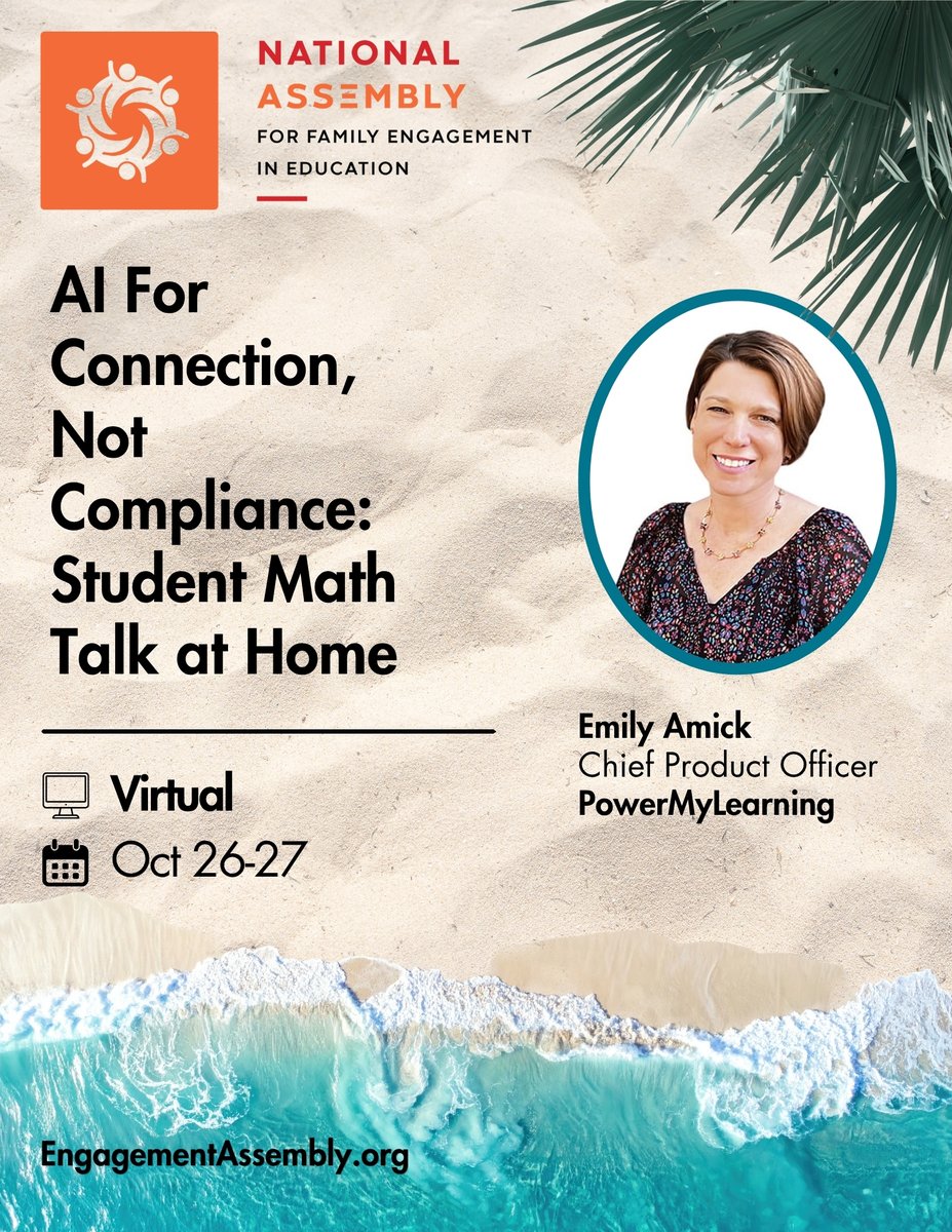 PowerMyLearning's tweet photo. What do you want to know about using AI to support math conversations at home?

Join our virtual workshop at @NAFSCE's National Assembly for Family Engagement in Education later this month.

Learn more: https://t.co/0qzIskbsDm https://t.co/dBRHZ6bmba