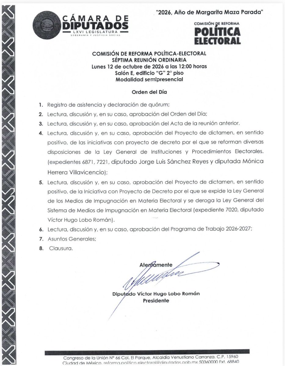 Isa_Uribe's tweet photo. 🚨 ÚLTIMA | REFORMA ELECTORAL

➡️ La Comisión de Reforma Política-Electoral convoca a reuniones este lunes para discutir un dictamen que propone abrogar la Ley General del Sistema de Medios de Impugnación en Materia Electoral.

🗳️ En su lugar, se plantea expedir la Ley General de los Medios de Impugnación en Materia Electoral.

#ReformaElectoral #SanLázaro #Elecciones 🇲🇽