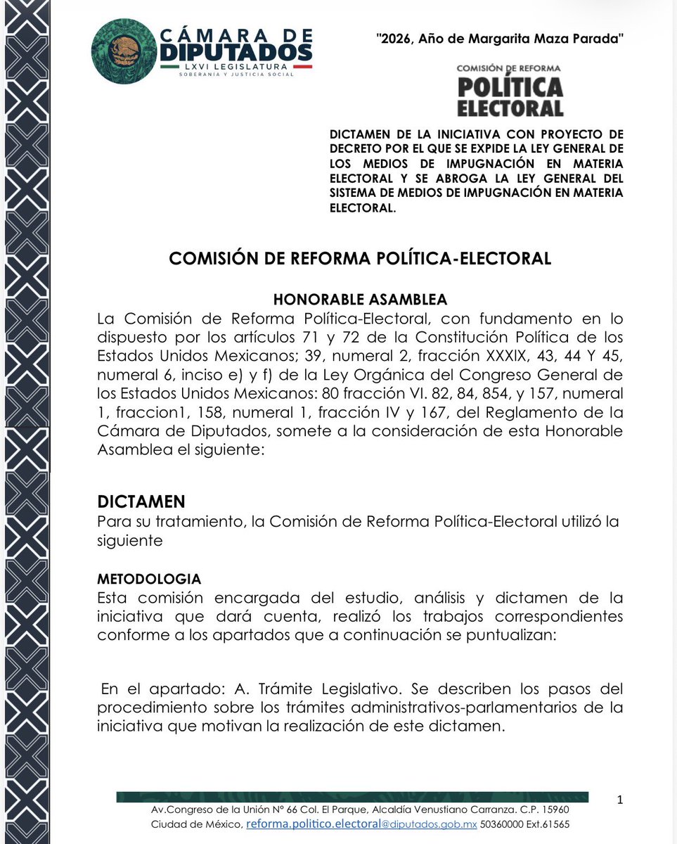 Isa_Uribe's tweet photo. 🚨 ÚLTIMA | REFORMA ELECTORAL

➡️ La Comisión de Reforma Política-Electoral convoca a reuniones este lunes para discutir un dictamen que propone abrogar la Ley General del Sistema de Medios de Impugnación en Materia Electoral.

🗳️ En su lugar, se plantea expedir la Ley General de los Medios de Impugnación en Materia Electoral.

#ReformaElectoral #SanLázaro #Elecciones 🇲🇽