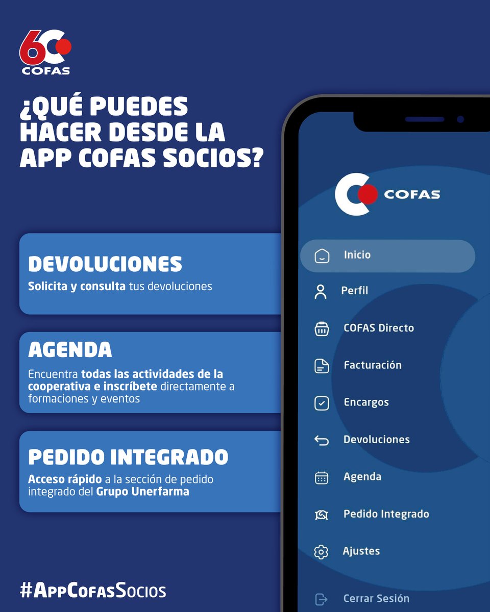 iCOFAS's tweet photo. Conoce todo lo que puedes hacer en la APP COFAS SOCIOS 📲

Accede de forma rápida y sencilla a los servicios y contenidos de la cooperativa
Mantén la app actualizada para no perderte ninguna novedad👍

Siempre cerca de ti y de tu farmacia 💙
#tufarmaciaempiezaentucooperativa https://t.co/f3NipWE08d