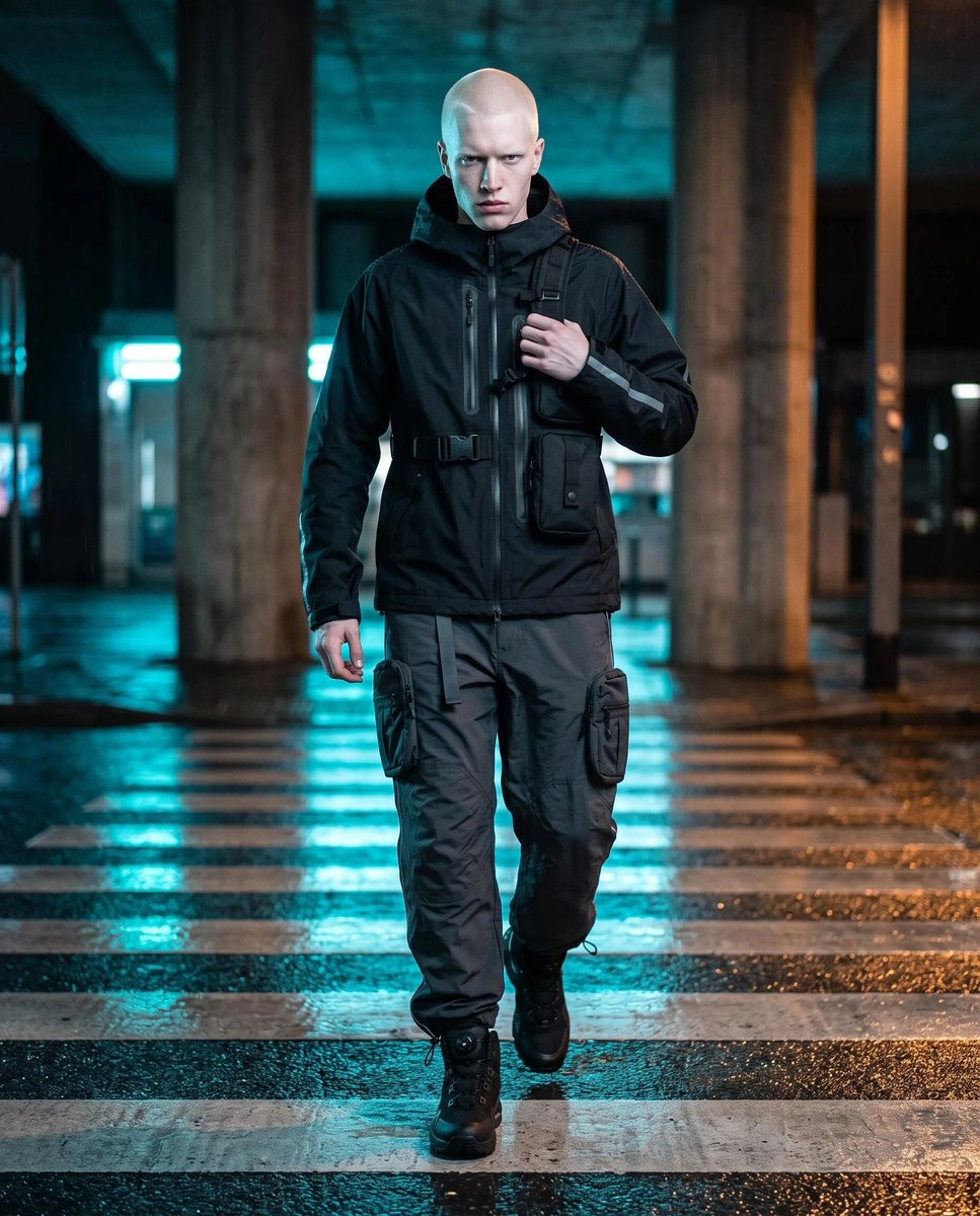 on_model_ai's tweet photo. Gorpcore is dead unless it's weaponized with cyberpunk technical shells and modular storage. Would you actually wear modular techwear in the street or are you just cosplaying Blade Runner? @hypebeast
#onmodel #techwear #cyberpunk #gorpcore https://t.co/zs5n1l477C