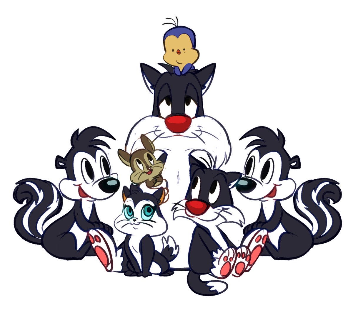 RosaToons's tweet photo. Tuve que hacer un sketch de  Silvestre con todas sus crias

#looneytunes #fanart #pevester #sketch https://t.co/Mvg06w99Xb