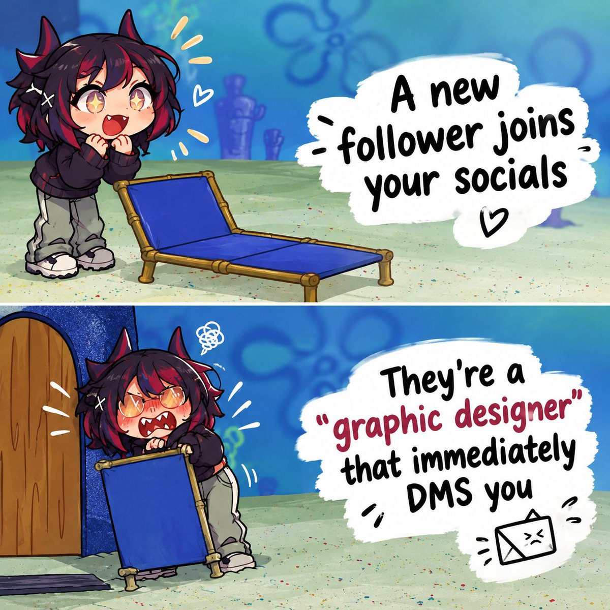 velorianyxsb's tweet photo. POV: You get a new follower and they’re a graphic designer👀
I’m starting to think I know where this is going…
#SmallVTuber #VTubers https://t.co/hH0XdUM9pL