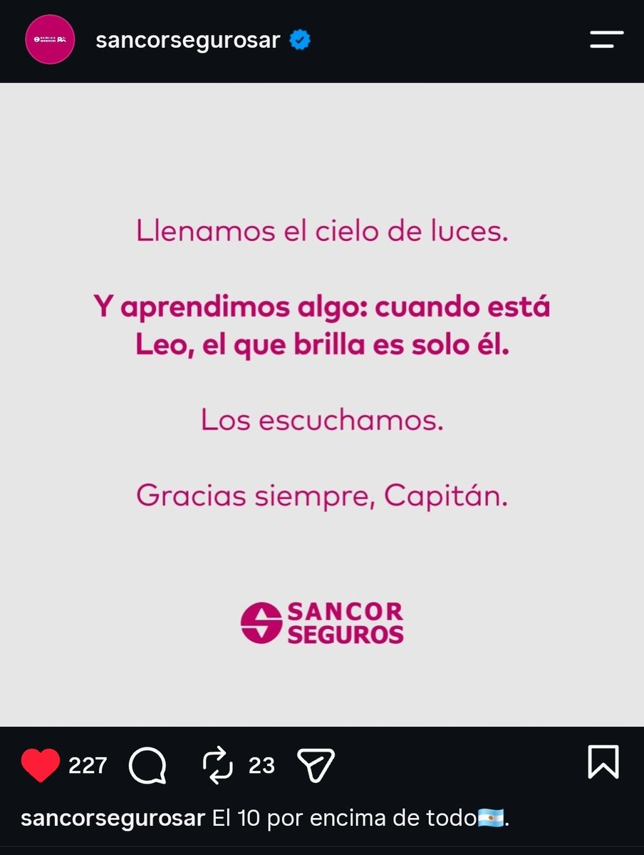 vidusky's tweet photo. Llegó el posteo de Sancor Seguros https://t.co/LrX2x0hnNr
