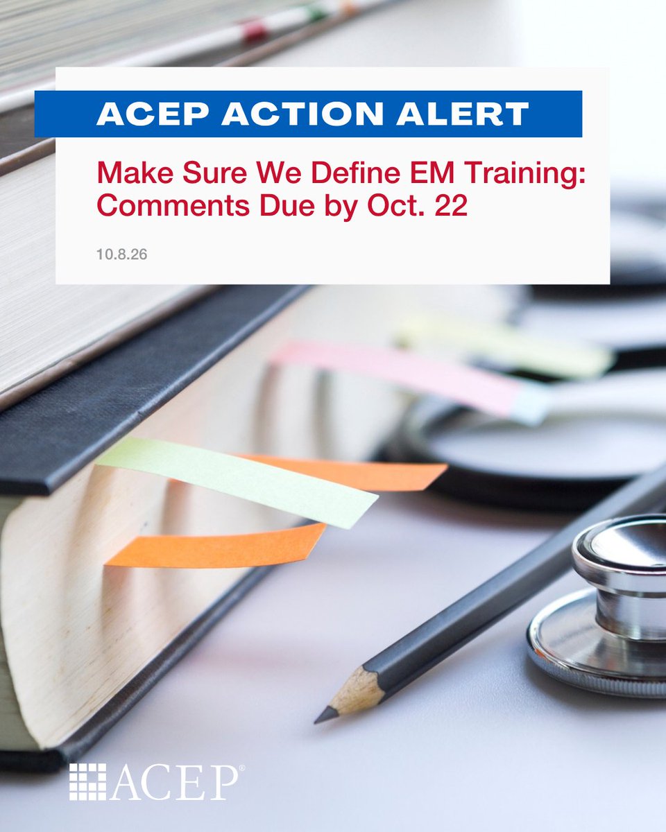 ACEPNation's tweet photo. Proposed revisions to the ACGME Common Program Requirements, the rules accredited residencies must follow, would strip EM-specific protections for residents and faculty. 

What’s at stake:
 -  EM work-hour limits
 -  Days off
 -  Program Director and Faculty standards

Submit comments now: https://t.co/ZP8Mpn82fm