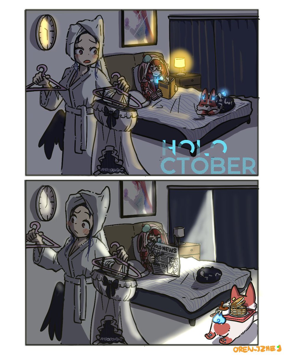 ORANGEJUICEZHE's tweet photo. #Holoctober Day 8: Sleepwear
#RavenCrafts #BloodflameArt  
Babe what should I wear tonight? https://t.co/TSTuI8lY2J