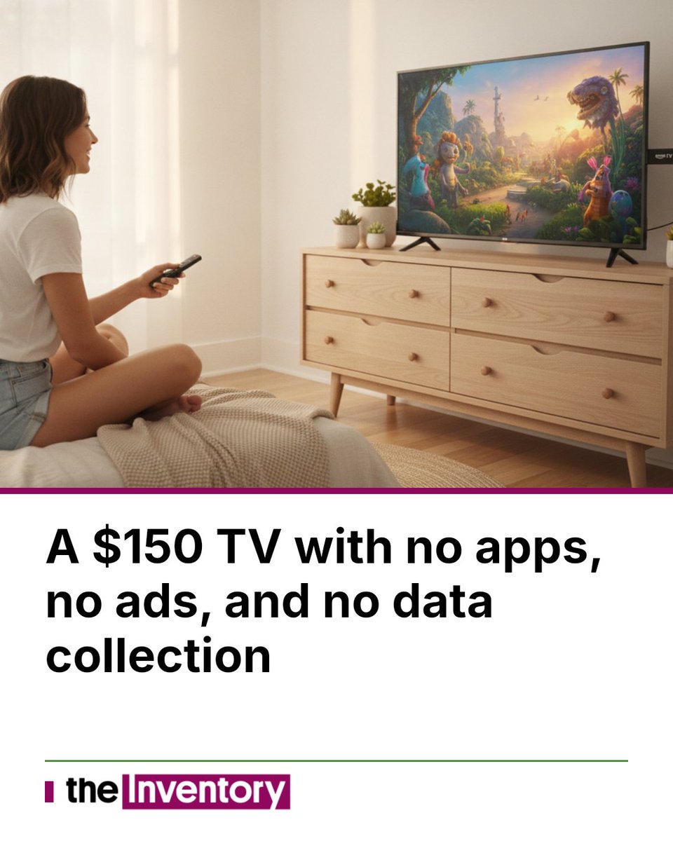 ItsTheInventory's tweet photo. A $150 TV with no apps, no ads, and no data collection: This Westinghouse 32-inch ships with zero smart features by design — no Wi-Fi, no built-in streaming, no manufacturer snooping. Plug in your… dlvr.it/TVr29y @ecommerceboy #WestinghouseTV #NonSmartTV #HDTV #FireStick #Roku https://t.co/A0dghNyrQk