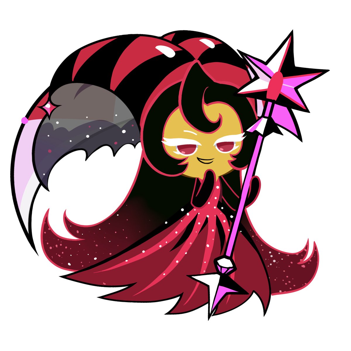 pearlinkny's tweet photo. Alluring Crescent Moon in CRK artstyle let's goooo (it was too hard to colour her dress) #moonlightcookie #crk #crkingdom #alluringcrescentmoon https://t.co/rWwN0LNL08