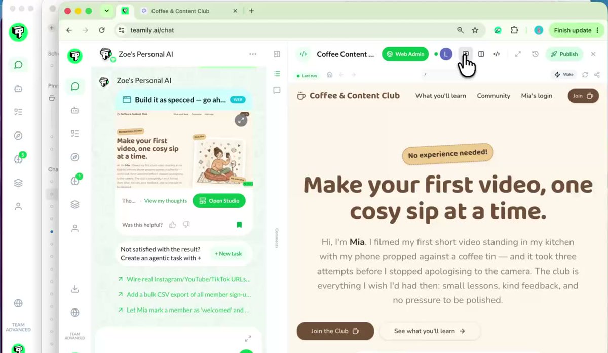 jon_lai67's tweet photo. web studio editing gets an upgrade today:

→ Teamily AI launched 2.0 for small businesses and teams
→ Website Builder lets agents plan and write pages together
→ edits happen live inside shared context

shifting to Team AI means no more re-explaining site changes. https://t.co/g5LWl1iEro