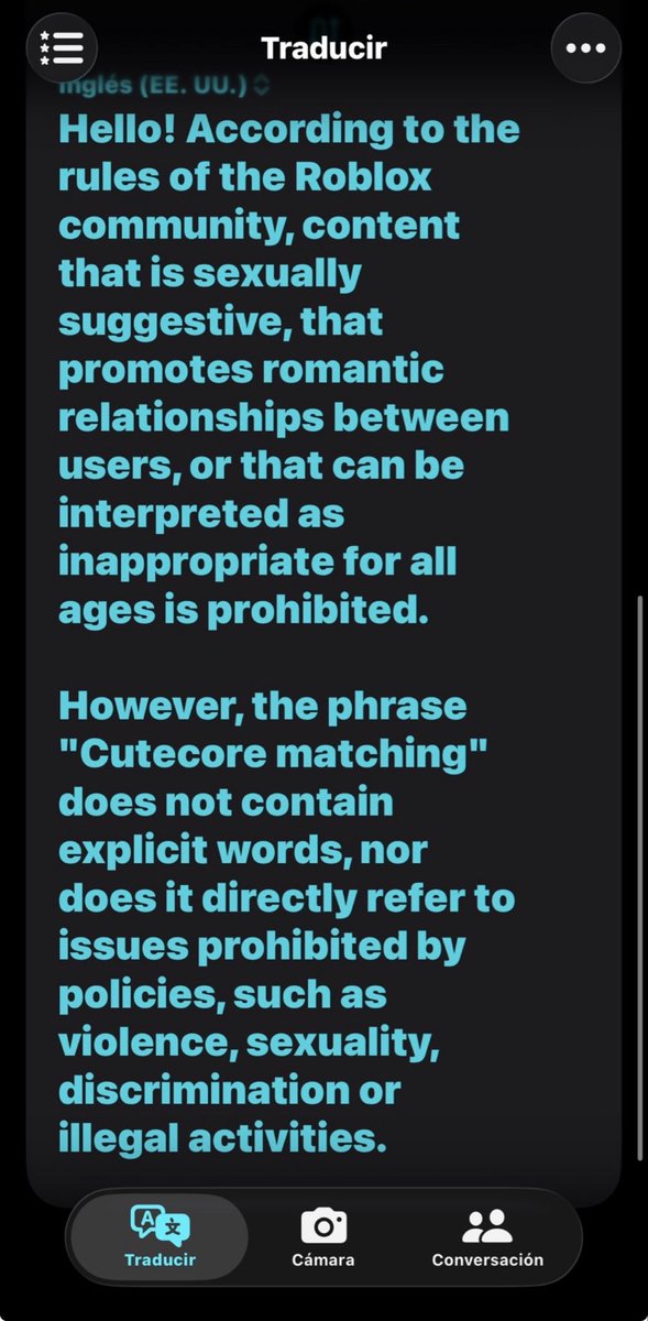 Isiwinini's tweet photo. My Roblox account @h6rqou was permanently banned for “Terrorism/Extremism” because of the name of an asset: “Cutecore matching.”

So far, I have not received a clear explanation of how this name is related to terrorism or violent extremism.

I am only requesting a human/manual review of my case and a clear explanation of this decision. @Roblox @Roblox_RTC @RobloxCreators #ban