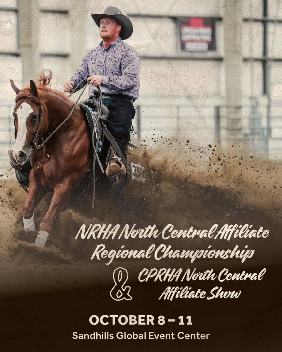 Sandhills_GEC's tweet photo. The NRHA North Central Affiliate Regional Championship &amp; CPRHA North Central Affiliate Show starts TODAY! 

📅 October 8–11 | 8 AM start
🎟️ Free to watch!
https://t.co/ZfLe3Lf4q2

#SGEC #Arena #EventCenter #Nebraska #QuarterHorse #LincolnNE #Futurity #ThingsToDo https://t.co/khY8LoQLNT
