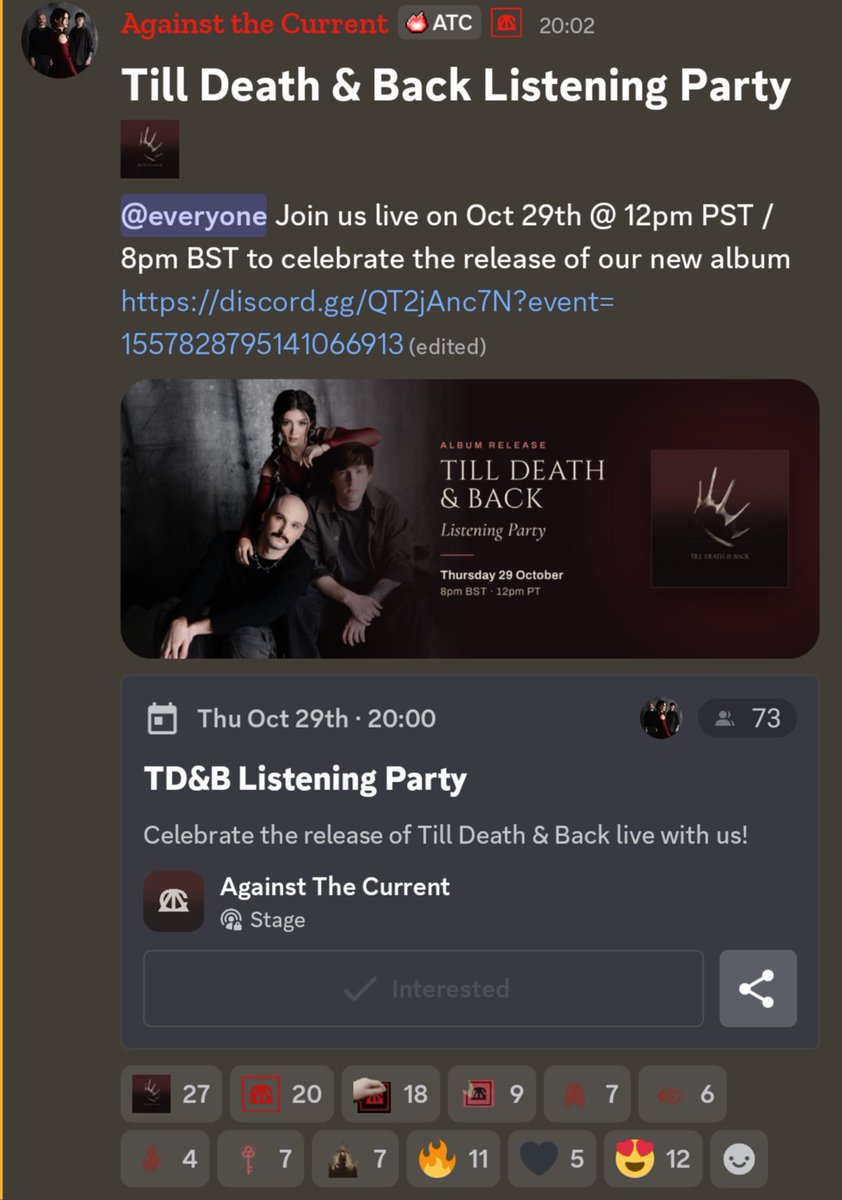 ATCBandRocks's tweet photo. Against the Current have announced a live #TillDeathandBack album listening party on October 29th 12pm PT / 8pm BST 🗝️

https://t.co/8HCd7ca5ux https://t.co/owdMeZLbRX