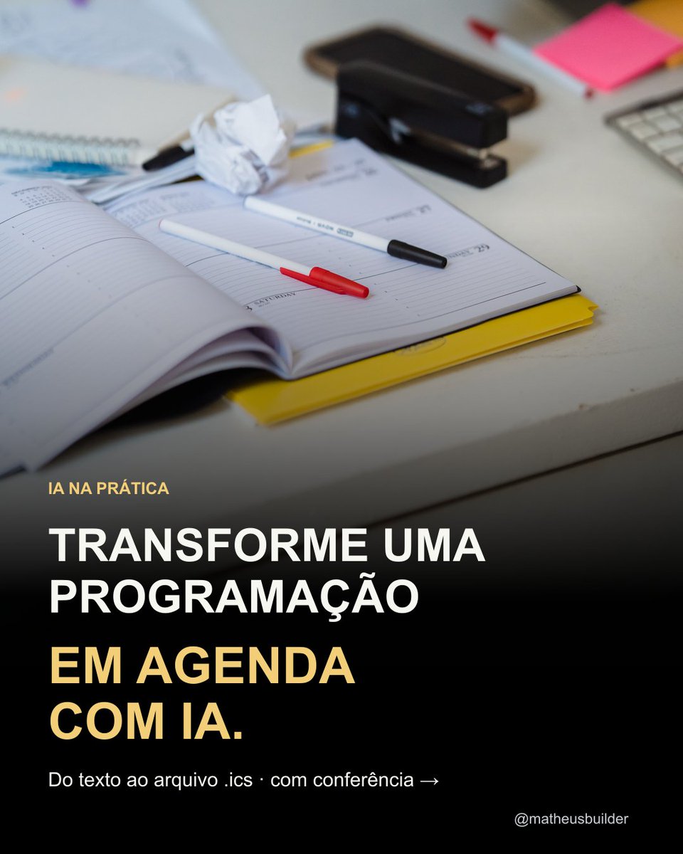 Matheus_Builder's tweet photo. 1/2 • Da programação ao arquivo .ics: entrada, fuso e prompt.
AI Hub da Mood Solutions: https://t.co/Q1FQXYlQLn
Fonte: https://t.co/1sucuBbJ54
Capa: Mizuno K/Pexels. https://t.co/bxPEq8nMNC