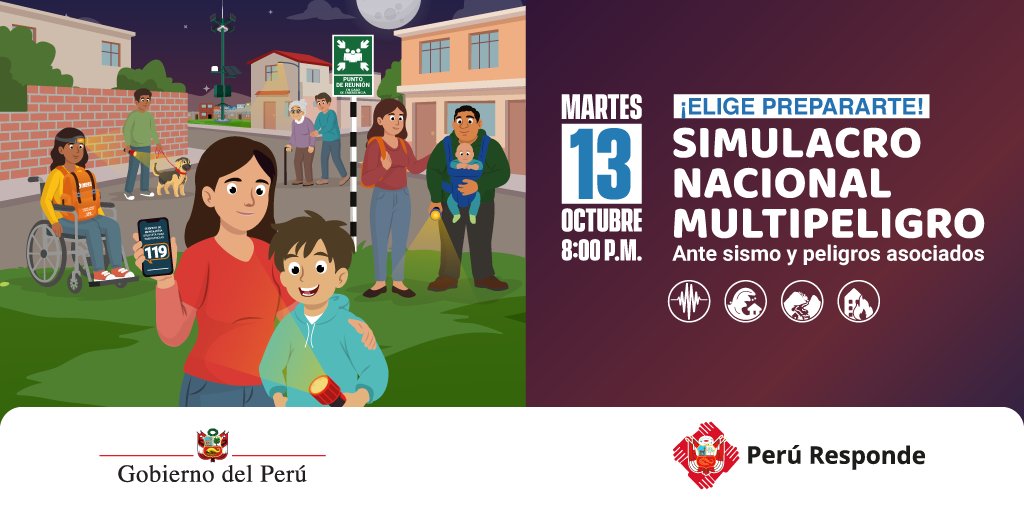 ProgramaBosques's tweet photo. 👉🏼✅ Conoce los tres momentos importantes para desarrollar el ejercicio del III #SimulacroNacional2026 ante sismo y peligros asociados.
😉 Elige prepararte.
📆 Martes 13 de octubre.
🕒 8:00 p. m. https://t.co/P2N6B6huxk