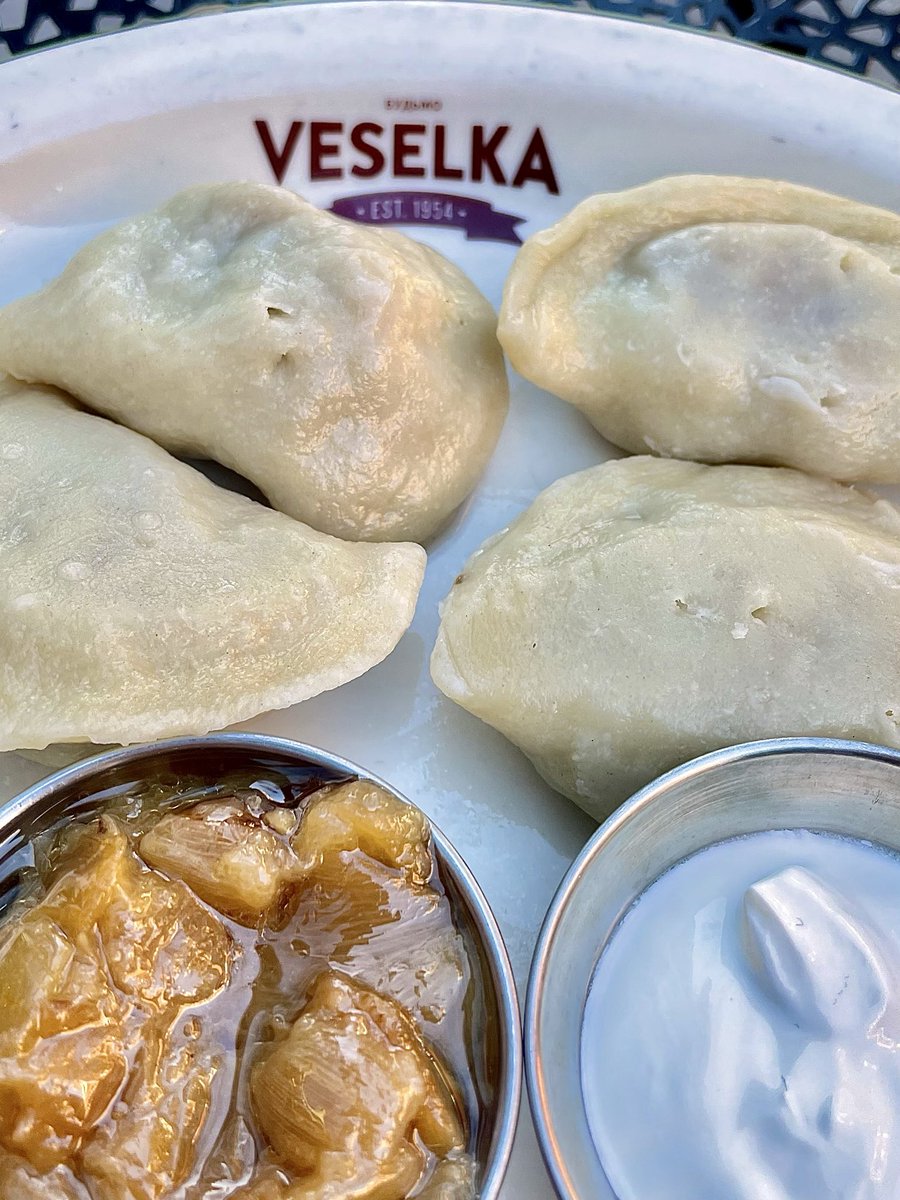 TorontoFoodBlog's tweet photo. Coming to you live from the epicentre of NYC’s Ukrainian Village: Veselka… with borscht the colour of a fresh grievance and soft pierogi dragged through sweet onions and sour cream. We came for lunch and ordered enough to need a little walk 🇺🇦 https://t.co/xqmhFhHtOQ