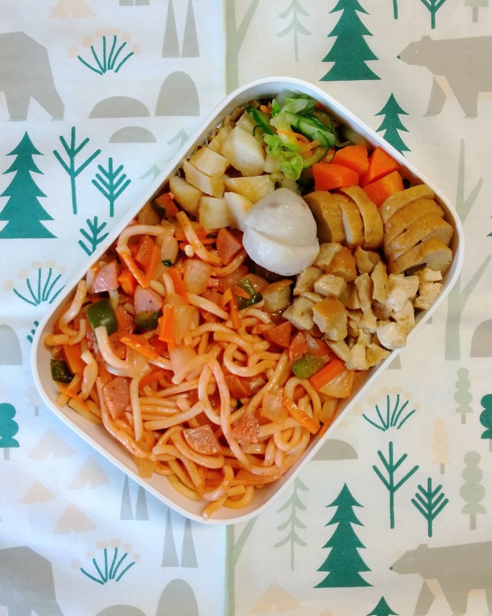 __mayu__0809's tweet photo. 2026.10.9(金)今日のお弁当

・ナポリタン
・笹かま
・白菜の浅漬け
・里芋の煮物
・根菜と練りものの煮物

#今日のお弁当 #お弁当記録 #お弁当作り楽しもう部 https://t.co/XP1xGNftrB