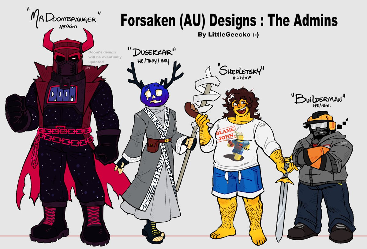 littlegeeckoALT's tweet photo. First batch of my forsaken au thingie :p admin time!!!
Nothing crazy designwise, but i like them alot personally :) https://t.co/XWofpfa7Va