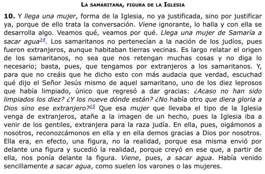 JuampaDeArco's tweet photo. San Agustín, quizás de una manera más refinada que la pobre monja que está siendo atacada en redes, describe a la Samaritana como figura de la Iglesia, es decir, figura de la Esposa de Cristo. https://t.co/DWXcWAIZRV