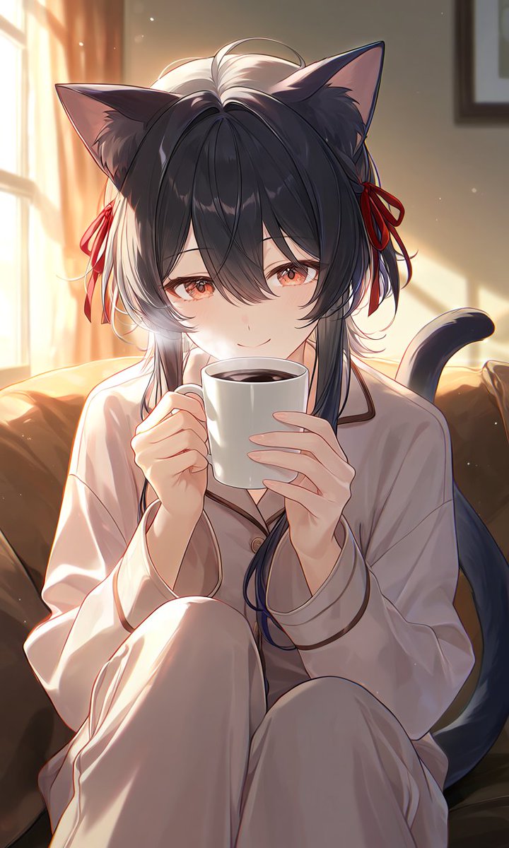 MobiussuRP's tweet photo. " อรุณสวัสดิ์นะ~สนใจรับกาแฟยาวเช้ากน่อยไหมล่ะเมี้ยว~❤️ คงสงสัยกันสินะ..ว่าทำไมฉันถึงมีหูและหางแมวขึ้นมาได้หน่ะ...เห็นอย่างงี้ฉันก็ขี้อ้อนเหมือนแม���นะ🐱" https://t.co/YbOH6YpLPc
