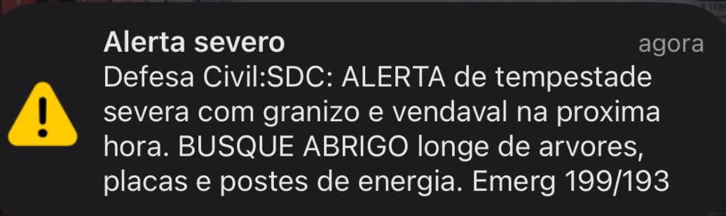 jeniffex's tweet photo. Caralho, jogaram tanta praga no Sul que acabei de receber essa da defesa civil. Tenham piedade, sou do bem e tô tentando virar votos 😭😭 https://t.co/QzpMtq0htx