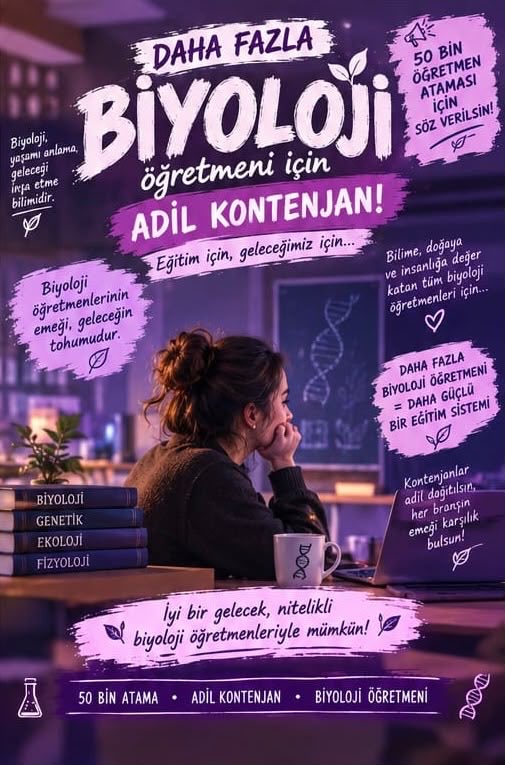 biyostudyo's tweet photo. Yıllardır bekleyen binlerce biyoloji öğretmeni için artık adalet zamanı. 50 bin atamada dengeli, hakkaniyetli ve ihtiyaç odaklı branş dağılımı istiyoruz.
#AdilBranşAgs50BinBahçeliden @dbdevletbahceli @RTErdogan https://t.co/b2NtAY7Od1