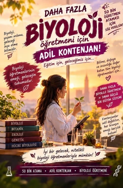 biyostudyo's tweet photo. Yıllardır bekleyen binlerce biyoloji öğretmeni için artık adalet zamanı. 50 bin atamada dengeli, hakkaniyetli ve ihtiyaç odaklı branş dağılımı istiyoruz.
#AdilBranşAgs50BinBahçeliden @dbdevletbahceli @RTErdogan https://t.co/b2NtAY7Od1